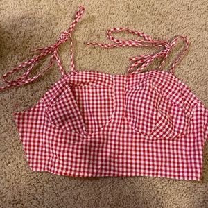 Nasty gal Red and white checkered Corset top
